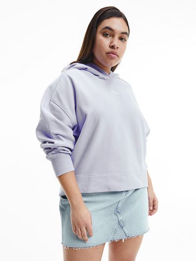 Calvin Klein Ruhák HU674907 | Calvin Klein Plus Size Organic Cotton Női Kapucnis Pulóver Lila